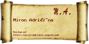 Miron Adriána névjegykártya